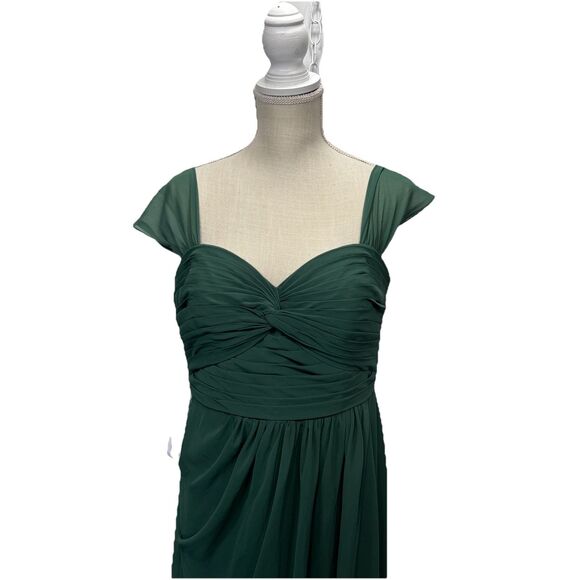 Azazie Millie Dark Green Chiffon Bridesmaid Maxi Dress A12 NWT Wedding Formal - Picture 7 of 15